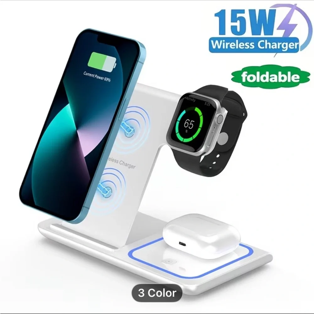 3-in-1 Wireless Charging Stand - White